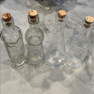 Clear Glass Bottle Set with Cork Stoppers